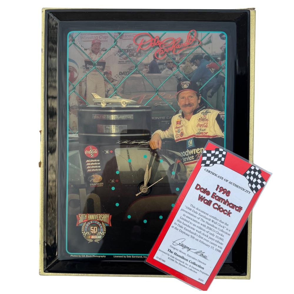 Dale Earnhardt 1998 Daytona 500 NASCAR 50th Anniversary Wall Clock JEBCO Limited